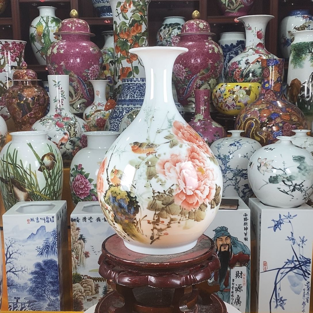 摆件陶景德镇陶瓷赏瓶