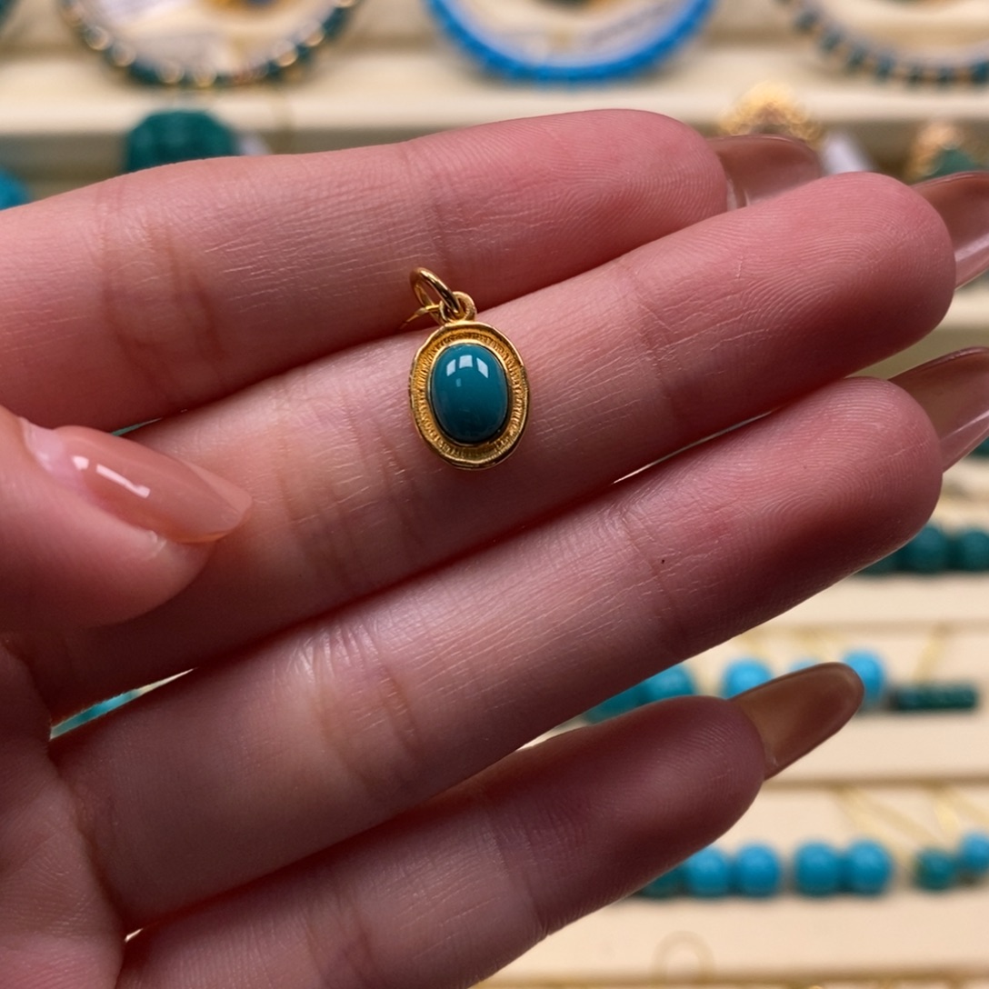 绿松石珠宝奇石18K金镶嵌