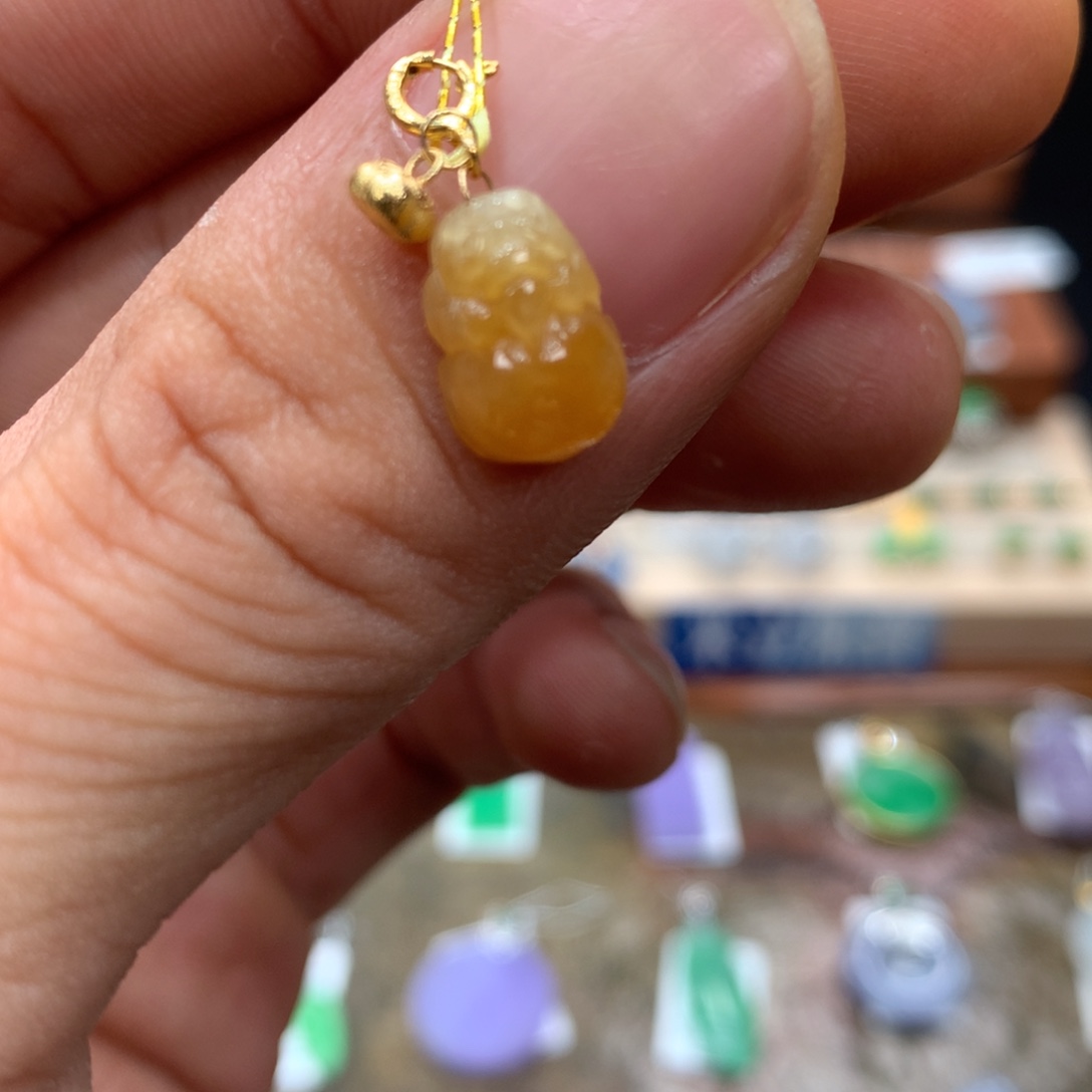 追***梦翡翠18K金镶嵌吊坠(不含链)