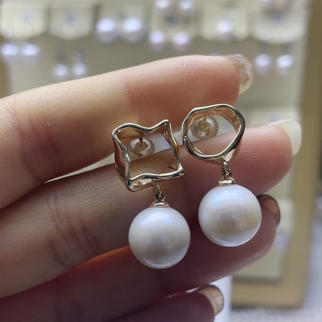 淡水珍珠耳饰银S925镶嵌