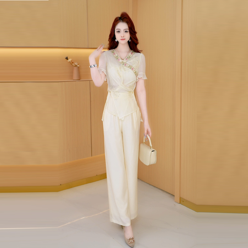 【两件套】夏季时尚女神修身洋气宽松气质休闲百搭显瘦减龄女装套裤