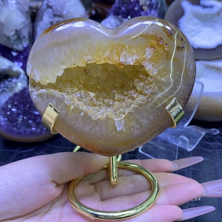 未镶嵌珠宝半成品水晶黄牙软爱心