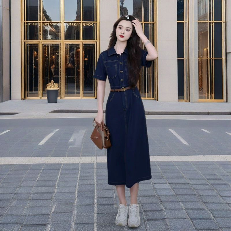 减龄设计感收腰气质连衣裙2025夏季轻熟风法式连衣裙丝光棉裙子