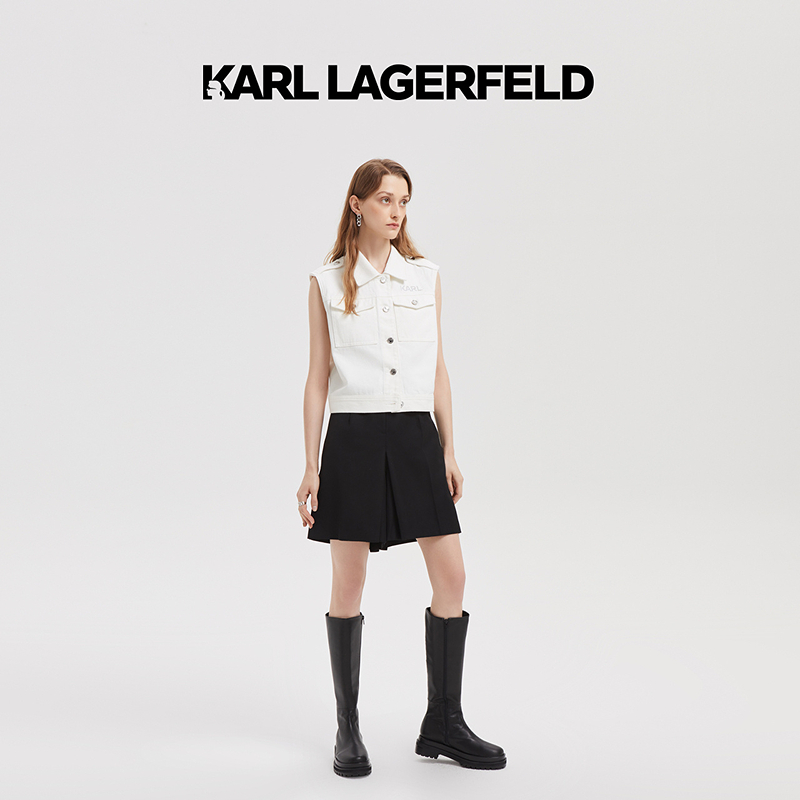 【冬姐精选】KARLLAGERFELD春季黑色精纺毛料西装短裤女221L110