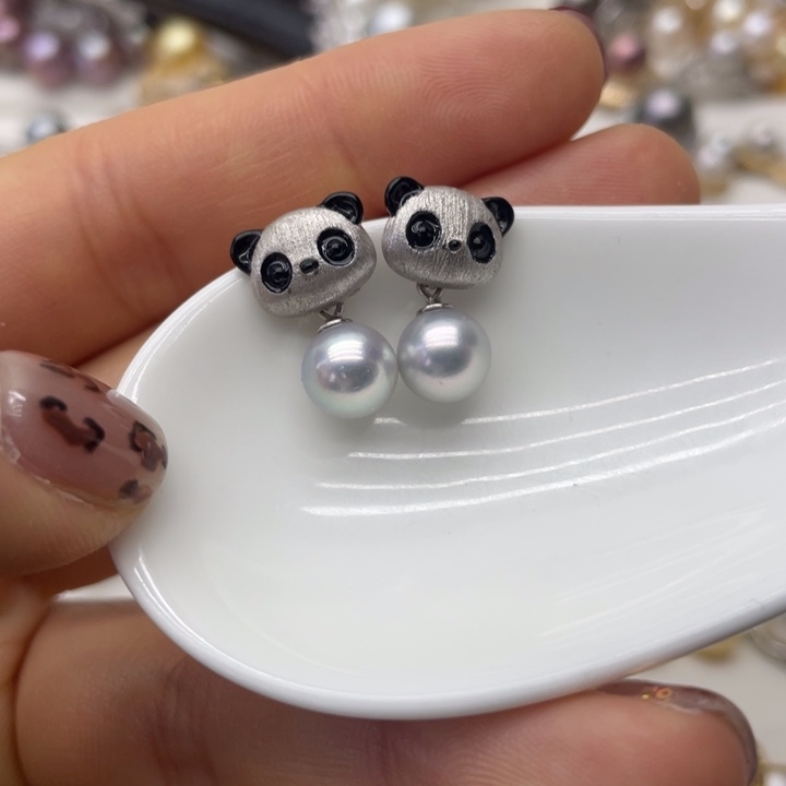 海水珍珠耳饰银S925镶嵌