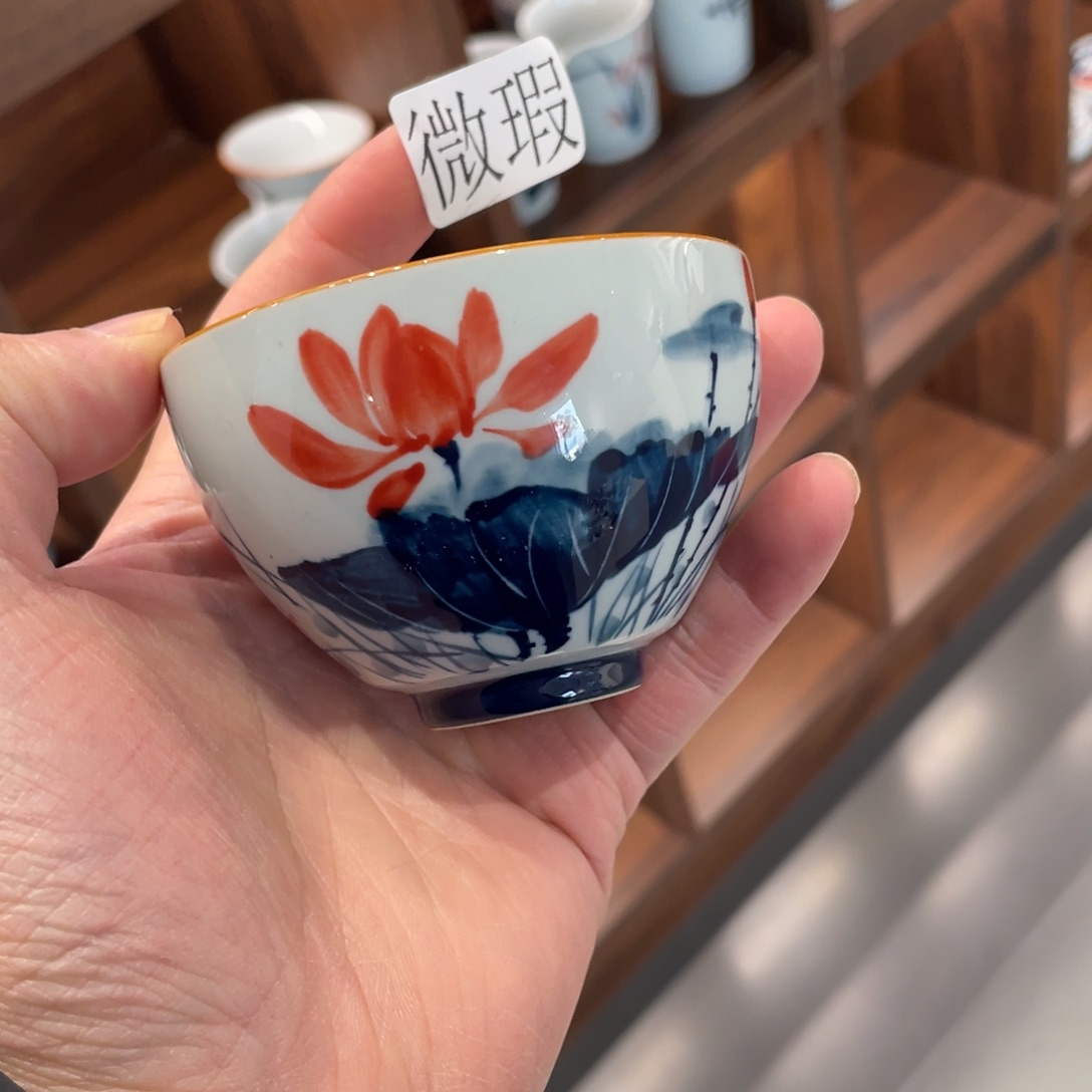 釉下手绘茶具微瑕