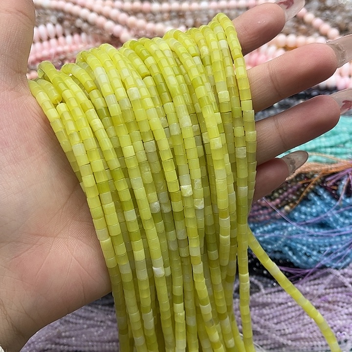 玛瑙/玉髓珠宝半成品未镶嵌一条4mm左右柠檬玉管珠