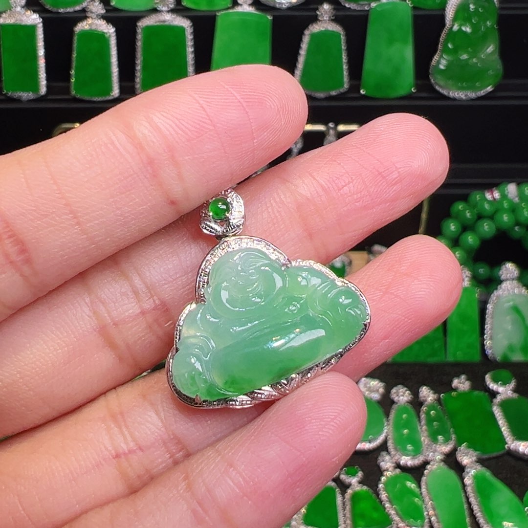 翡翠吊坠(不含链)18K金镶嵌