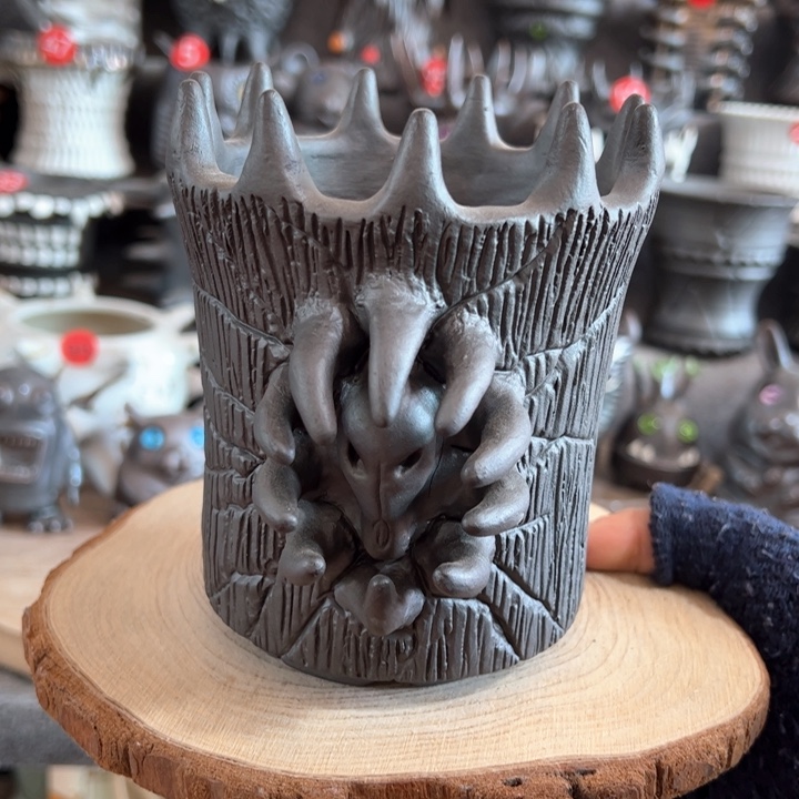 紫砂花盆手工微瑕，内口9.3外高13.2