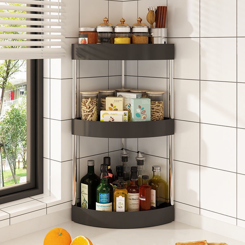 可伸缩家用转角置物架厨房台面调料架简约桌面收纳架免打孔墙角储