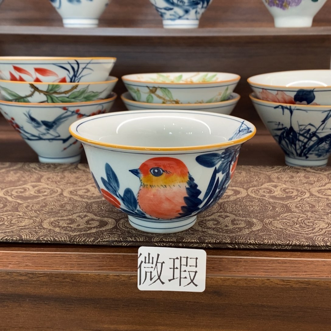 釉下手绘茶具微瑕手工绘制