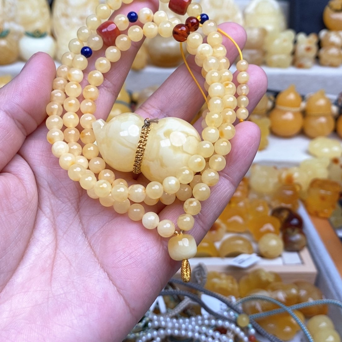 蜜蜡套链未镶嵌仙*定制款蜜蜡葫芦吊坠