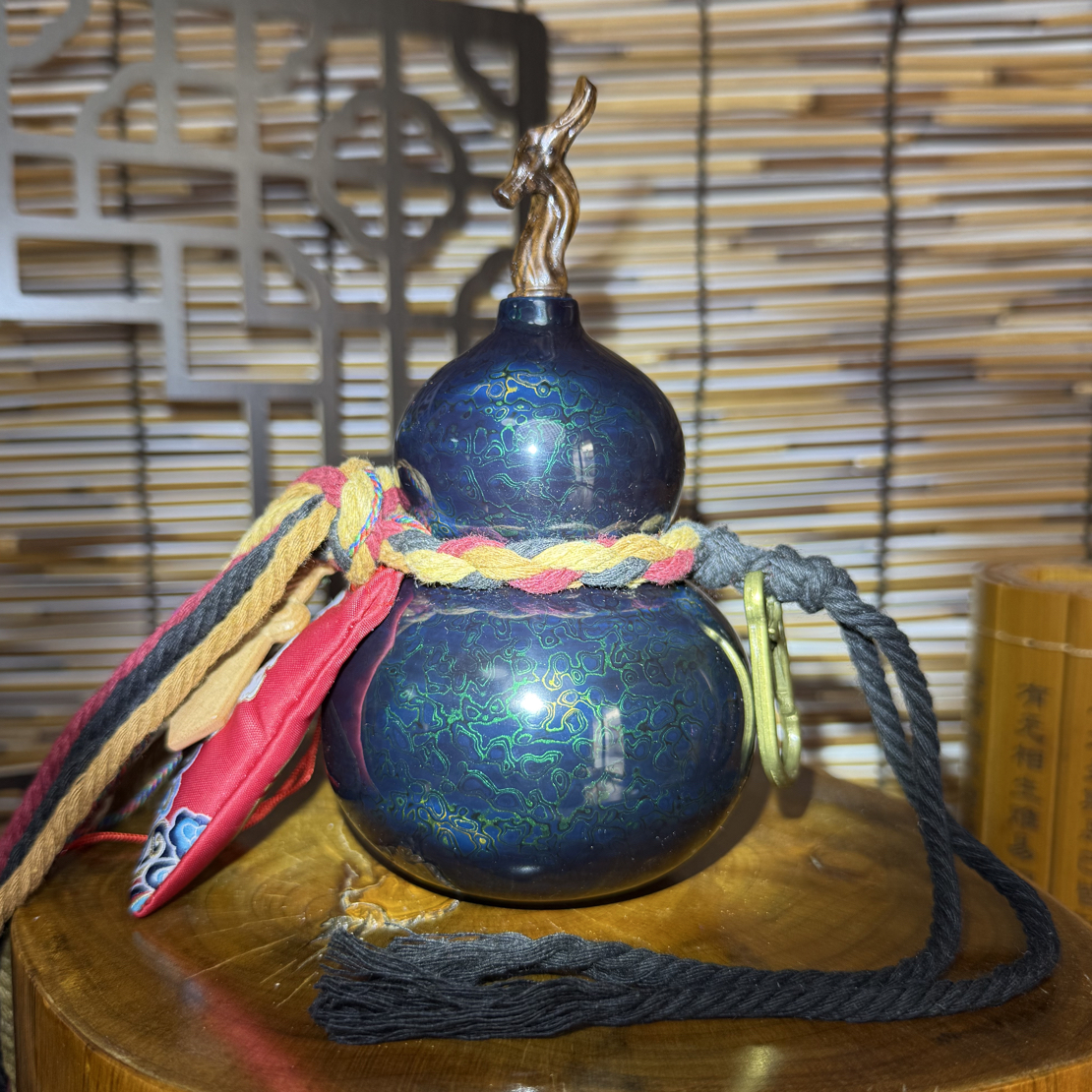 【蓝金 系列】纯手工大漆工艺酒葫芦300ML