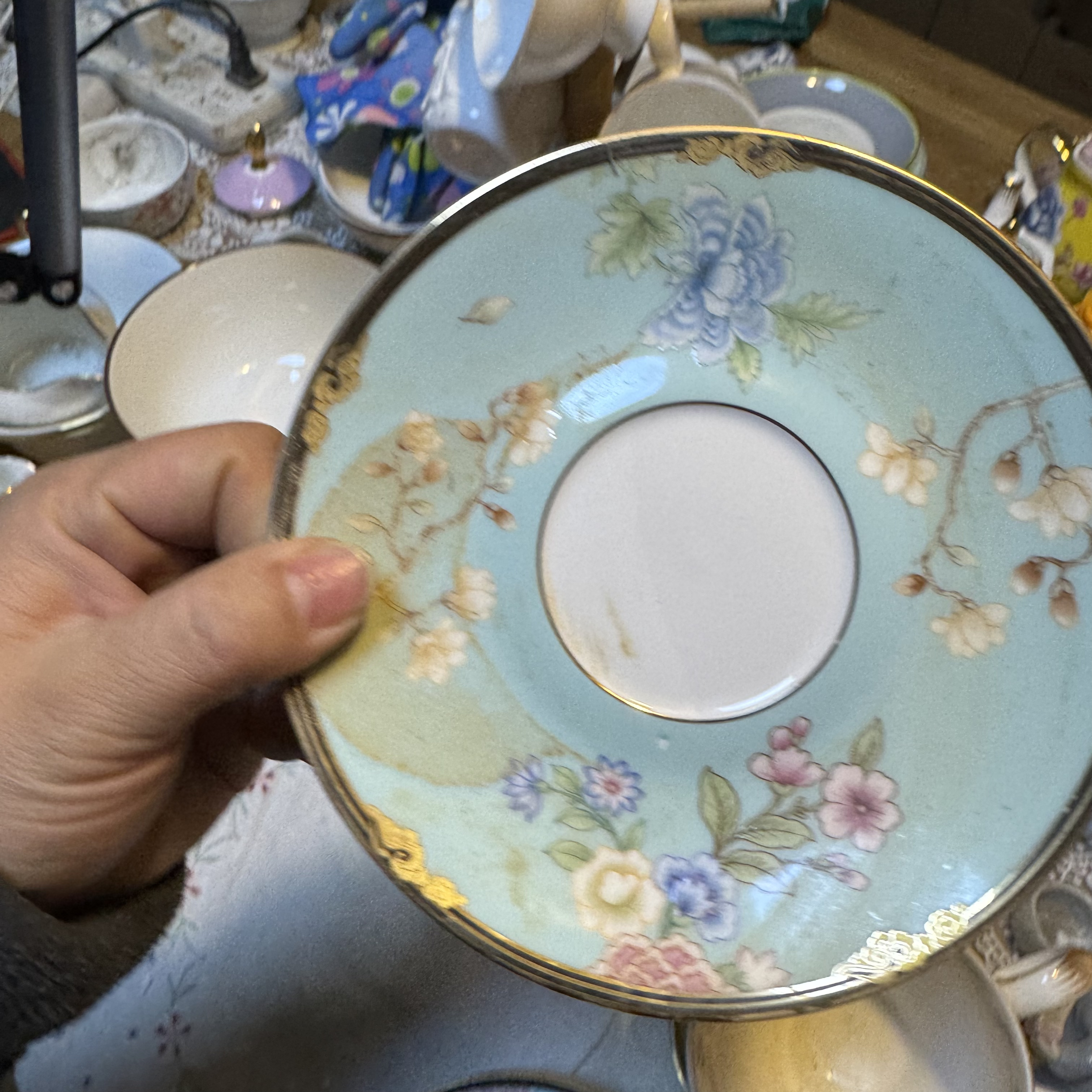 骨瓷百鸟碟子微瑕