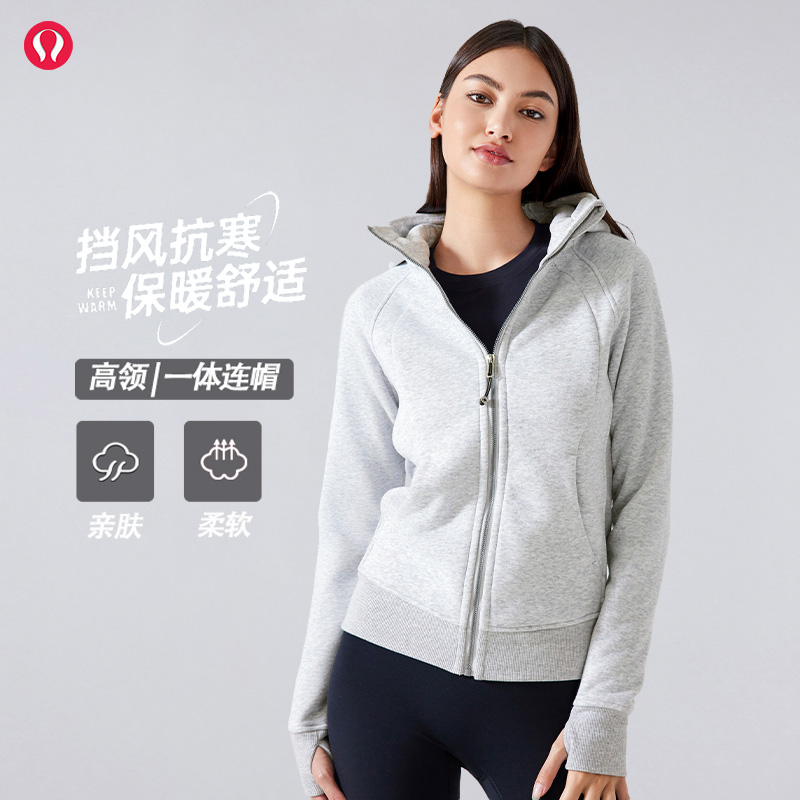 lulu露露首领2025年秋冬新款加绒连帽拉链运动外套女休闲户外健身