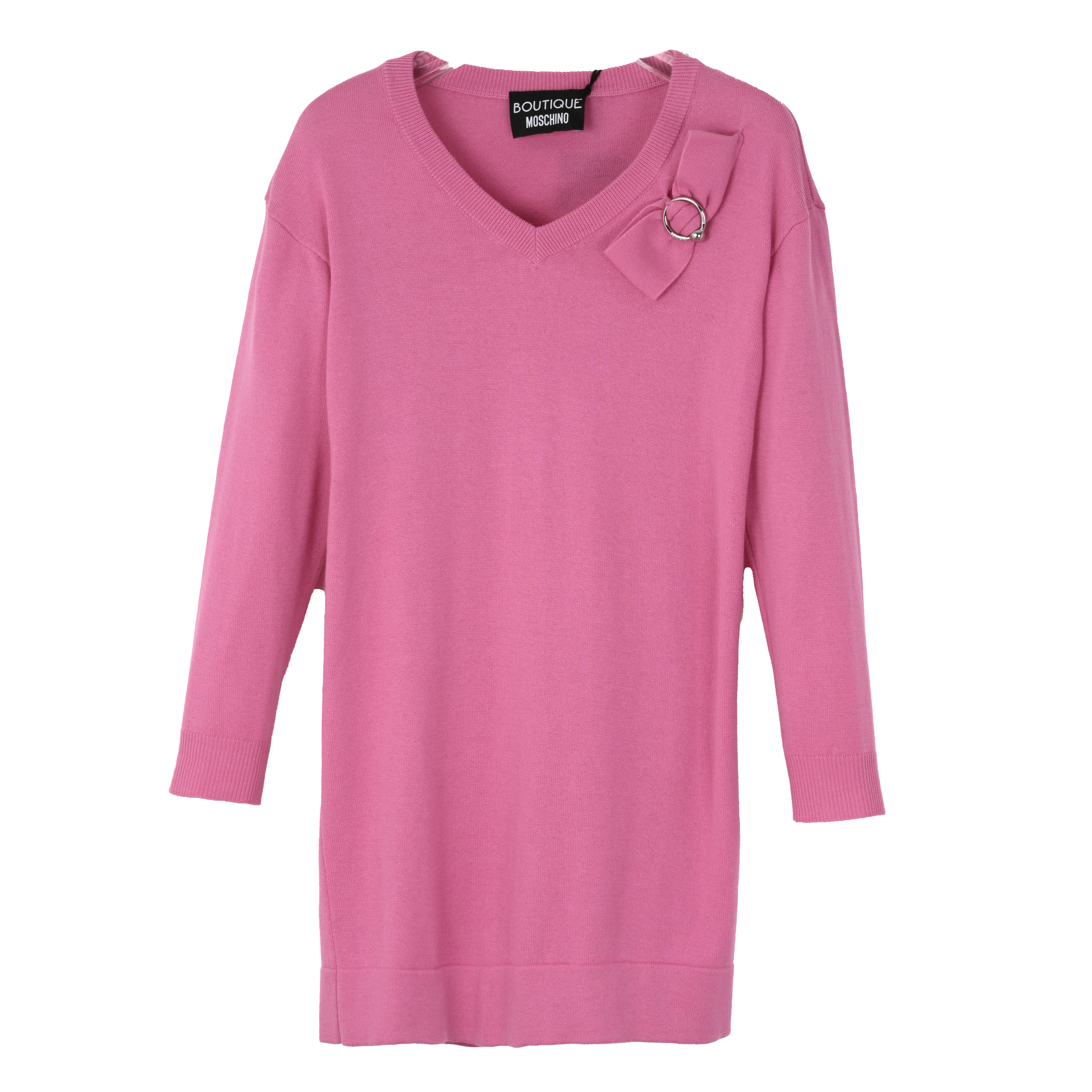 Moschino/莫斯奇诺女士气质V领毛衣中长款连衣裙A0483110019P