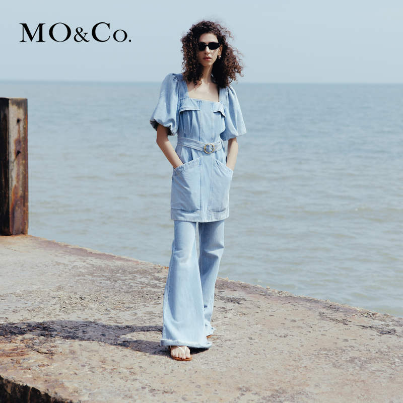 【赵老板专属】MOCO连衣裙春夏牛仔裙附腰带MBC2DRS072