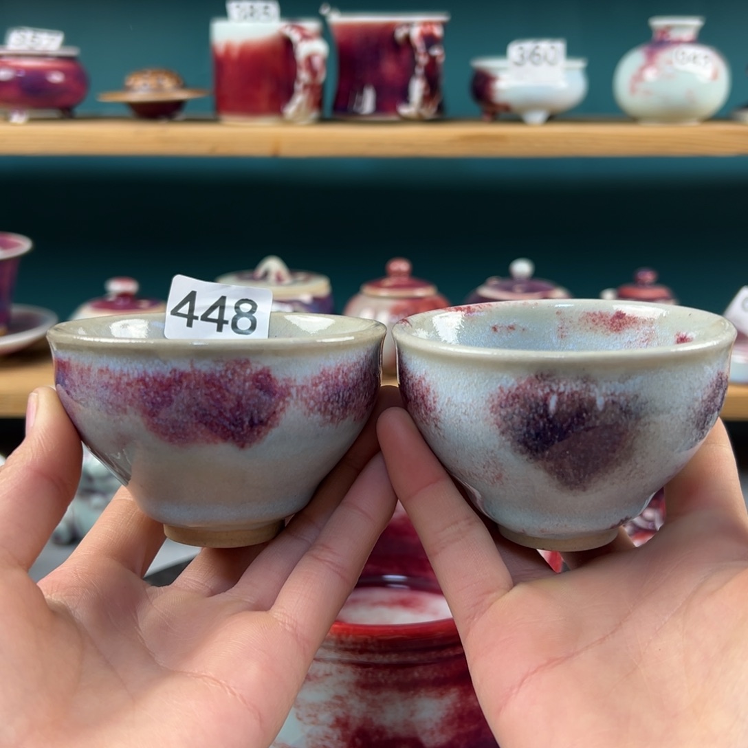 瓷片全品无暇两个主人杯