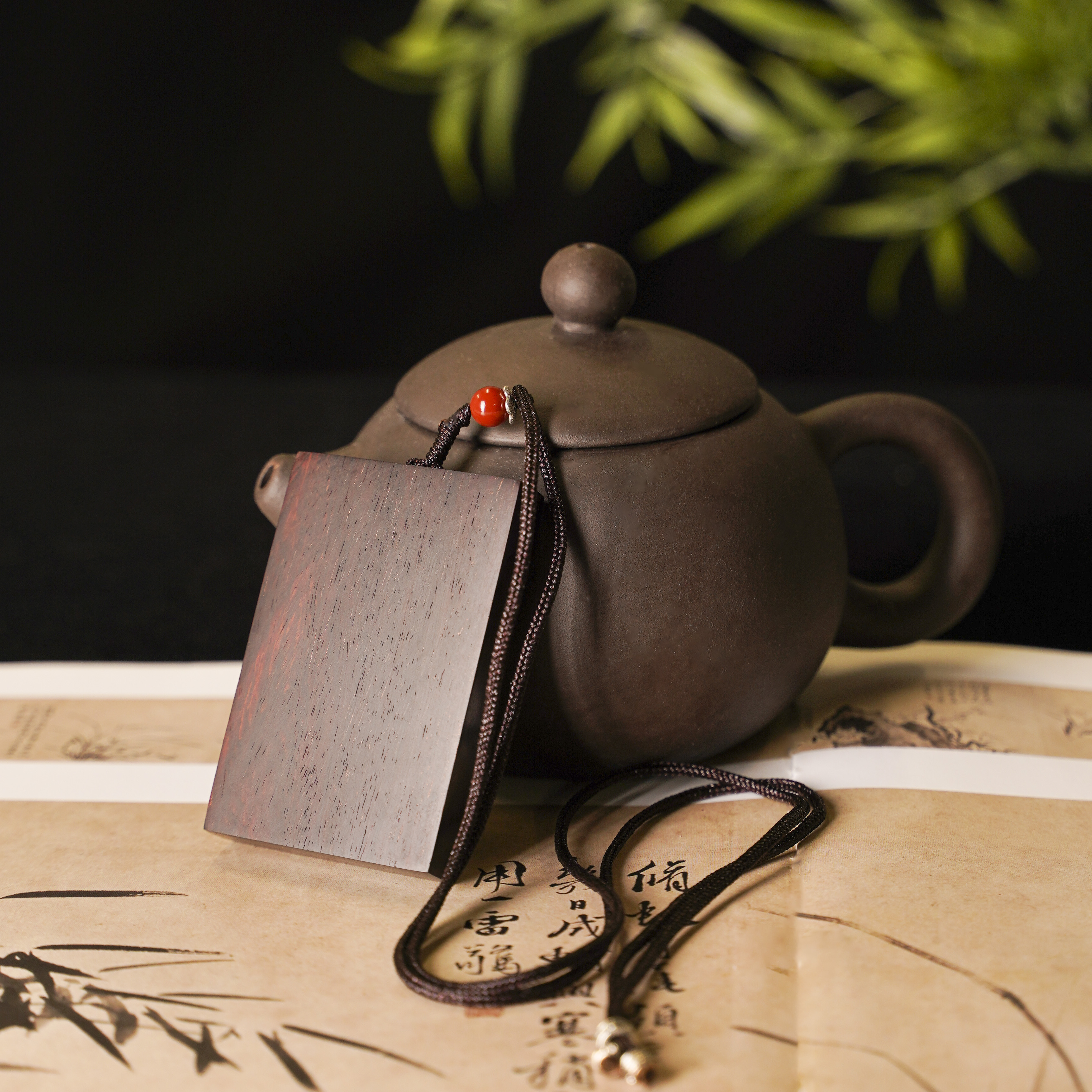 【无事牌】4*6*1细金星天然野老料正宗印度小叶紫檀文玩脖挂件