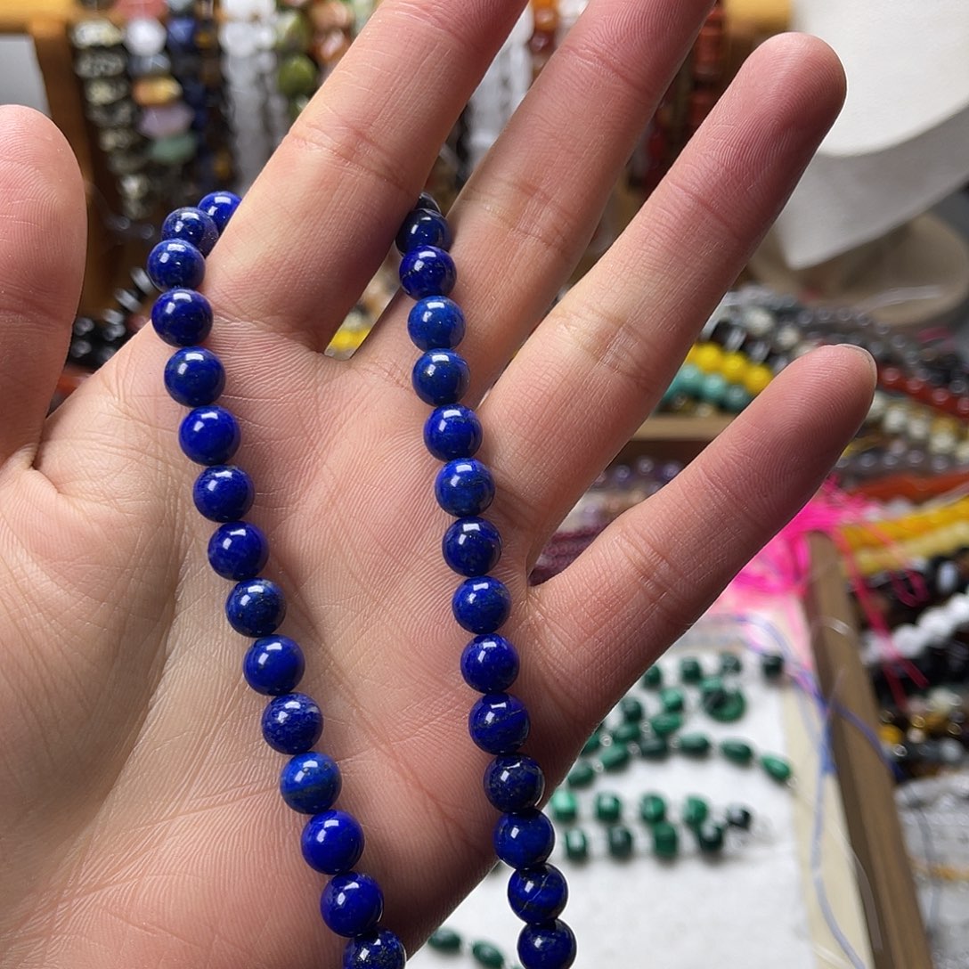 玛瑙/玉髓未镶嵌珠宝半成品卡8青金石圆珠一条