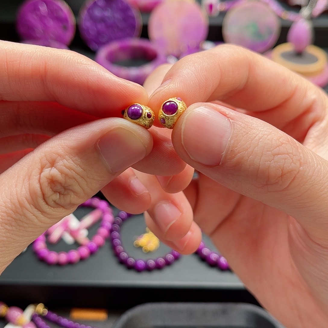 苏纪石（舒俱来）配件一个银S925镀金镶嵌