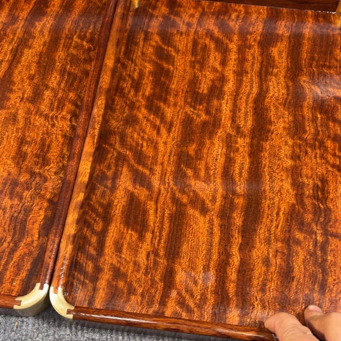 田***雨木缅甸花梨超大托盘一对