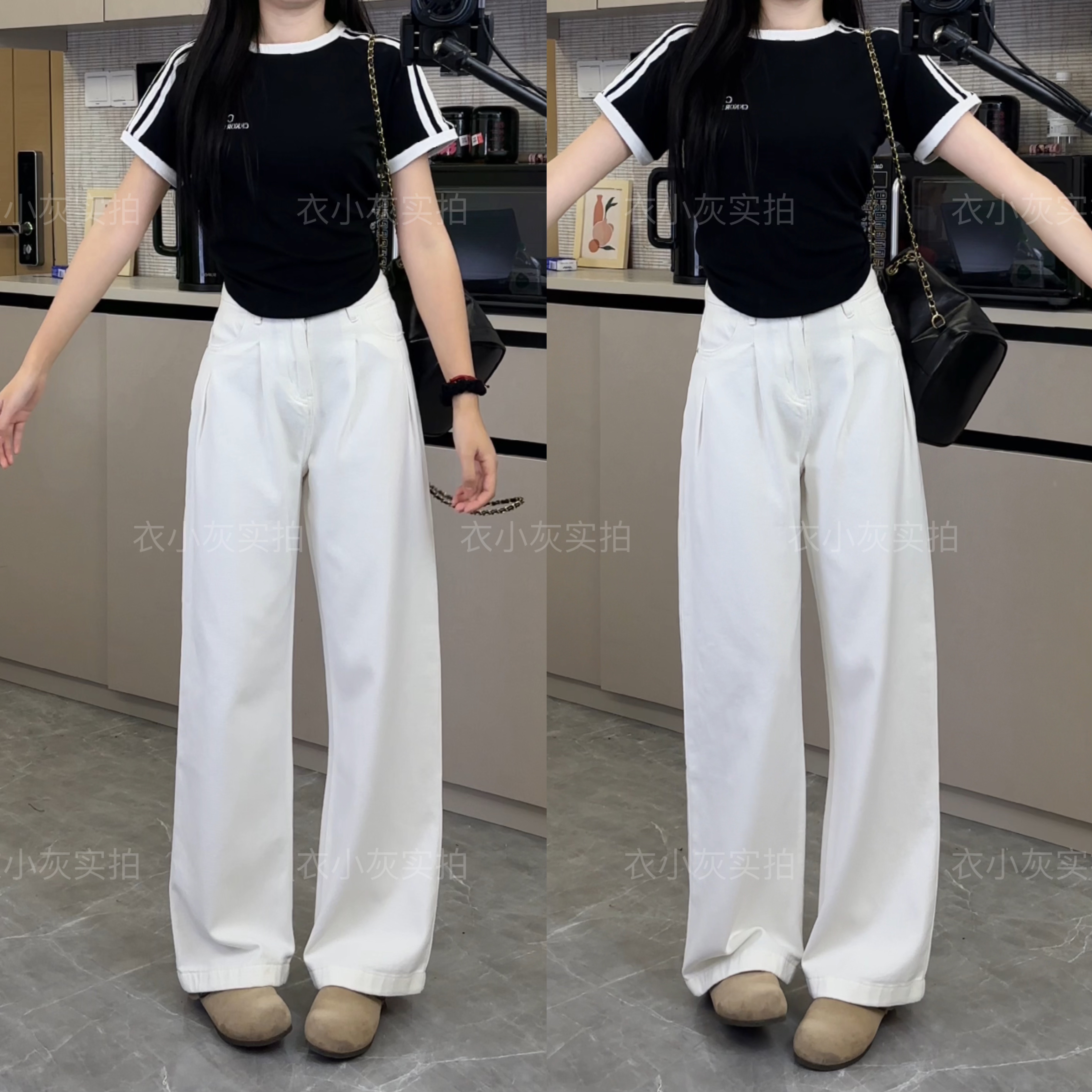 【送腰带+运费险】2025夏季新款宽松显瘦直筒裤子白色阔腿牛仔裤女