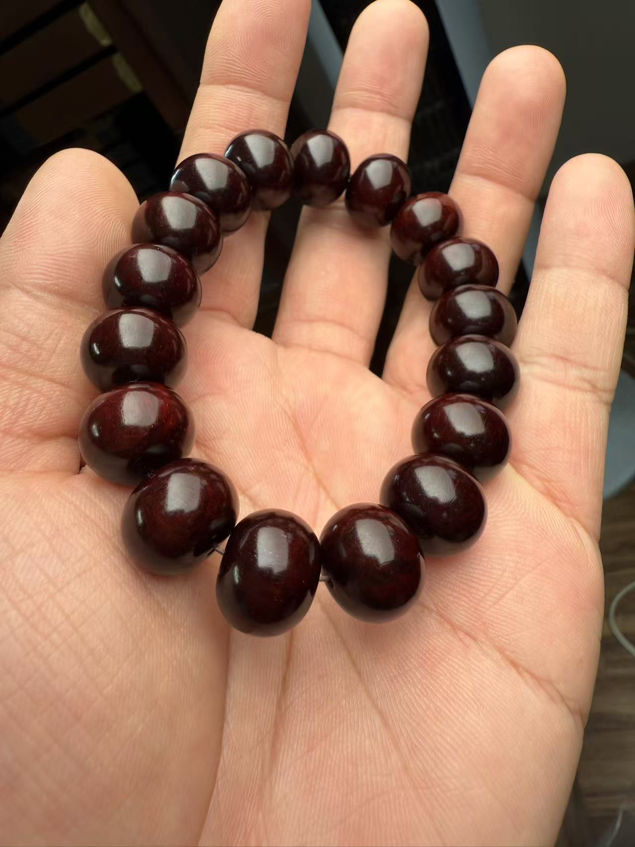 【上新了故宫文创】小叶紫檀算盘珠15mm单圈手串