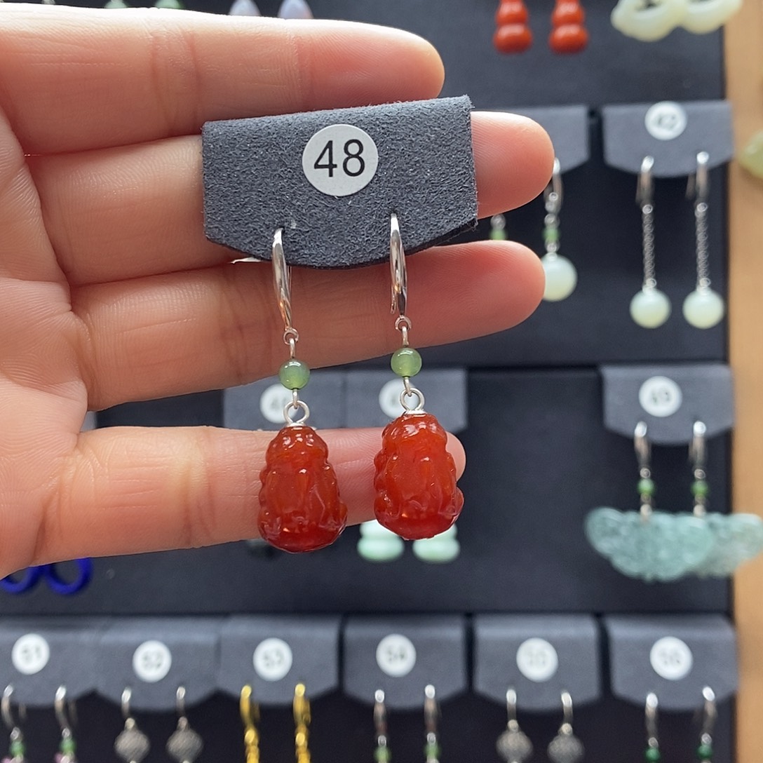 赵***宝玛瑙/玉髓银S925镶嵌耳坠