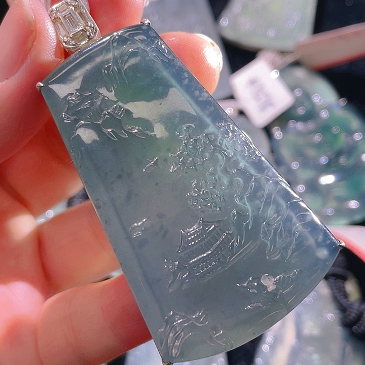 翡翠颈饰银S925镶嵌24，