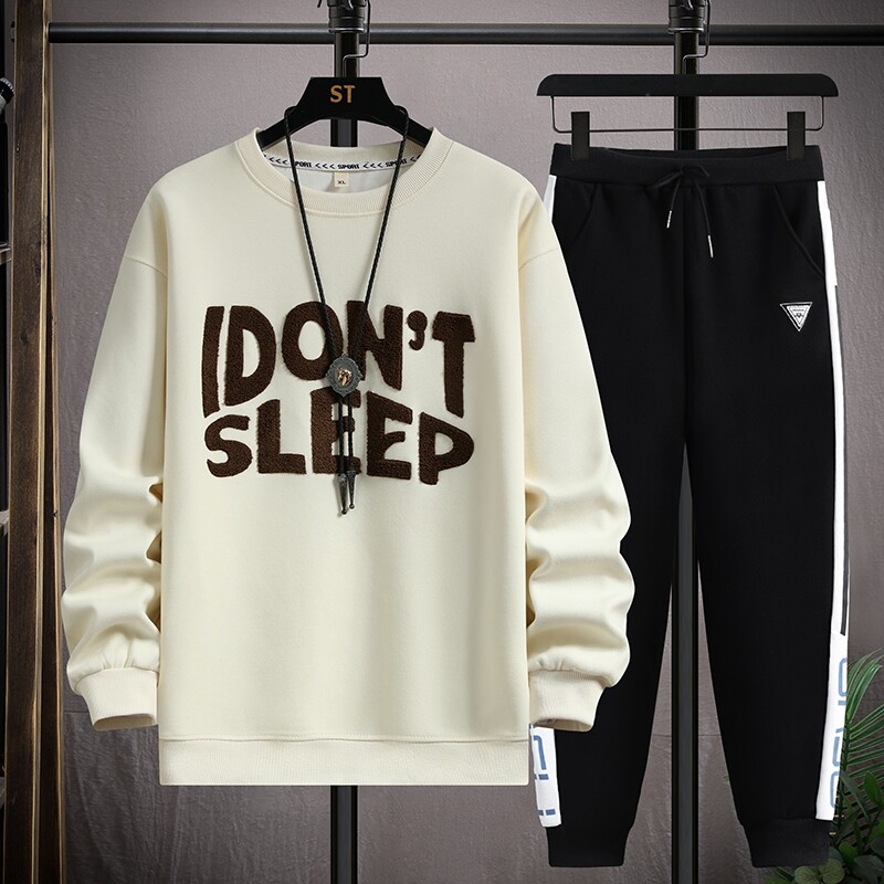 2025男士春装休闲套装青少年男15-18岁帅气运动时尚宽松卫衣韩版