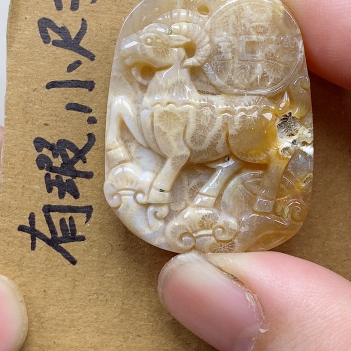 颈饰未镶嵌硅化珊瑚（珊瑚玉）