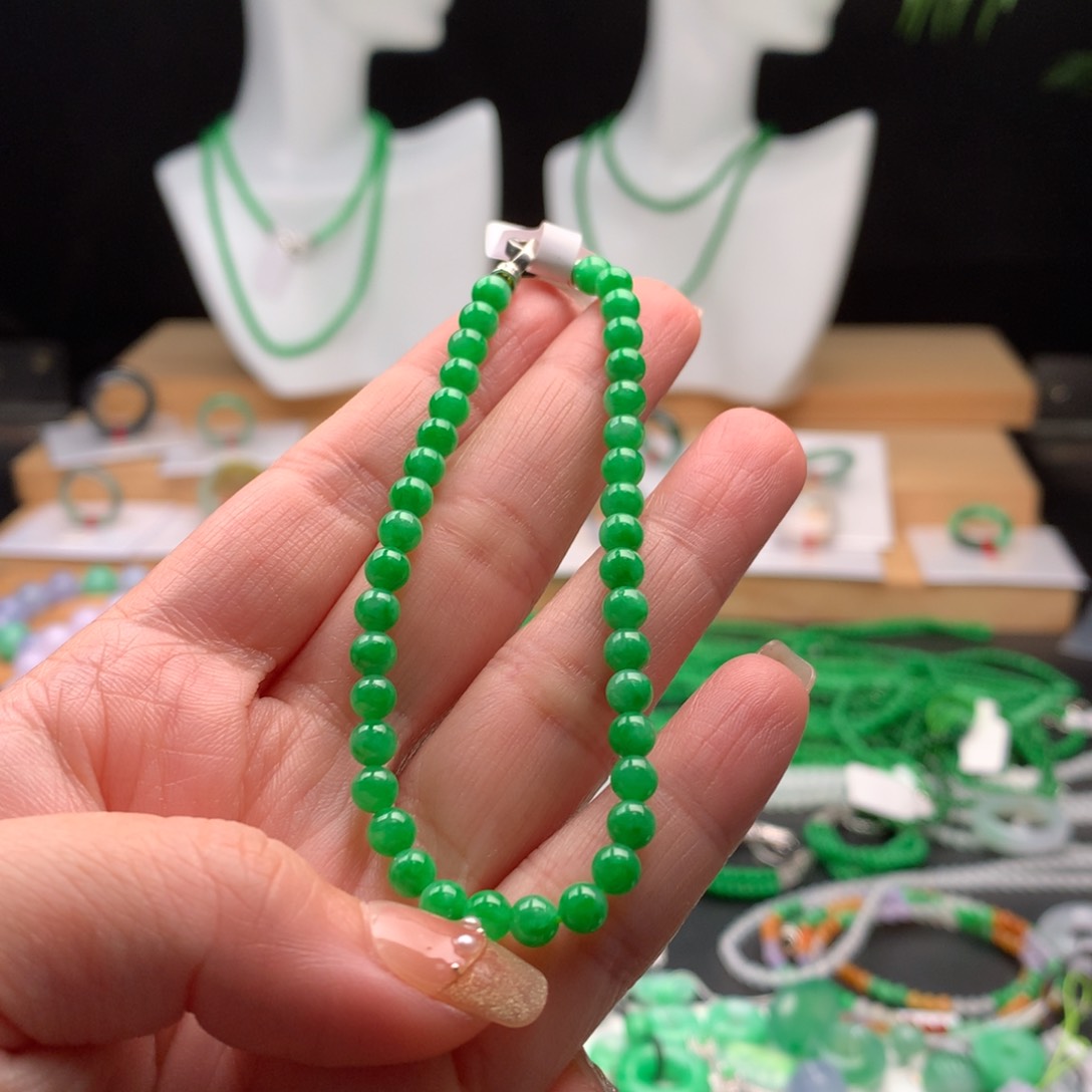 翡翠手串未镶嵌H*O手串4.6mm
