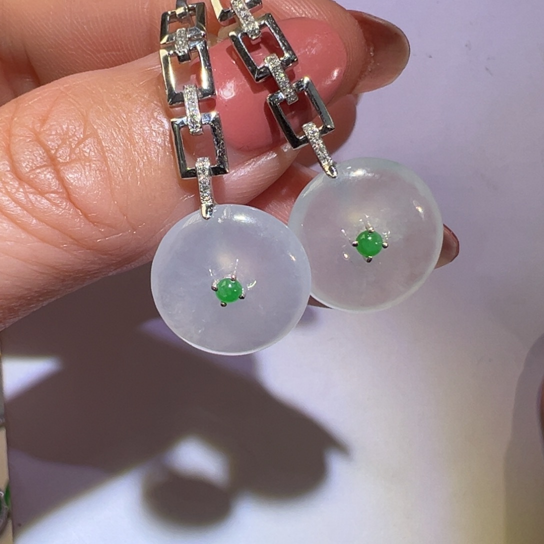 翡翠颈饰18K金镶嵌耳环