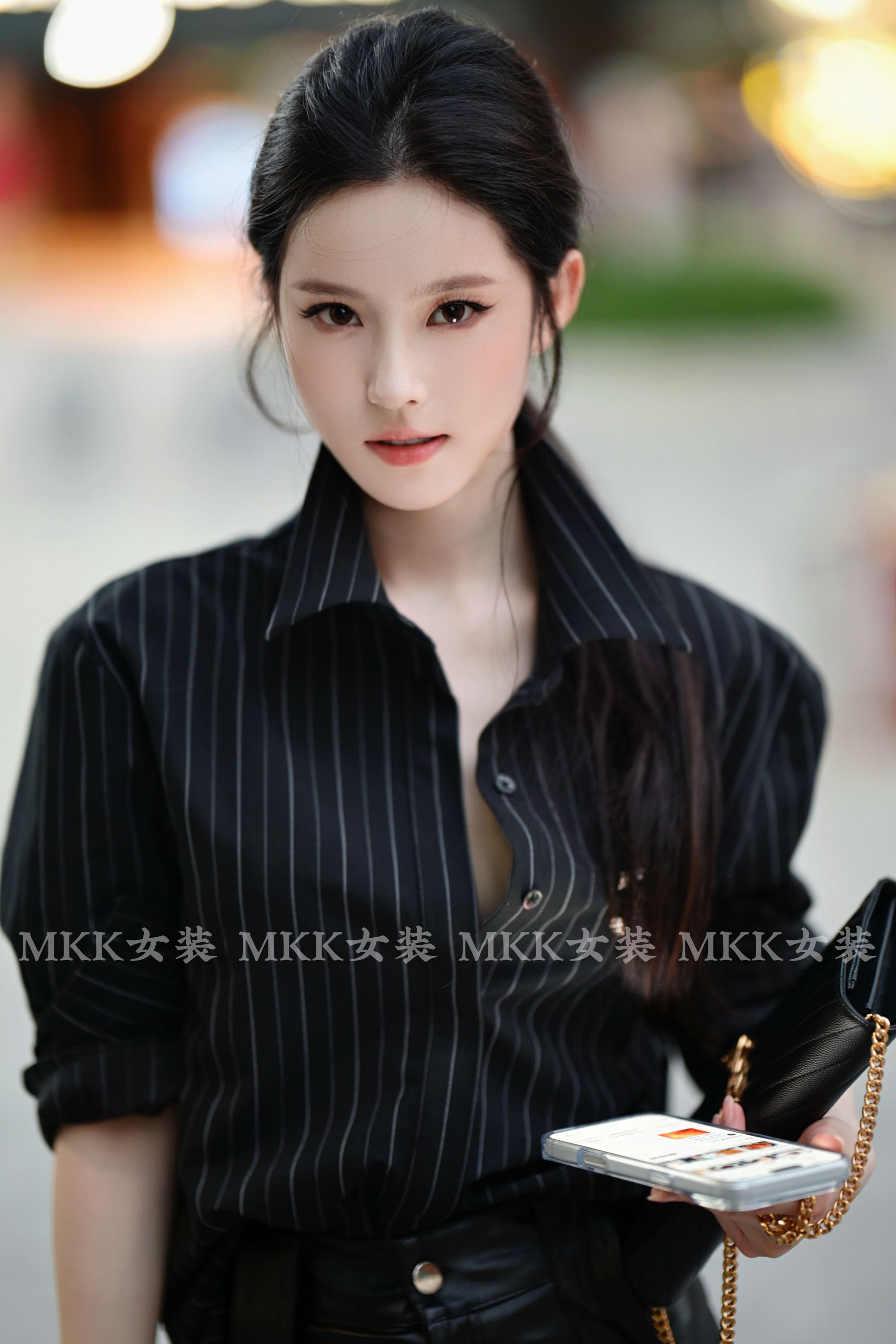 黑色高级感复古长袖条纹衬衫女2025新款宽松百搭气质港味小众上衣