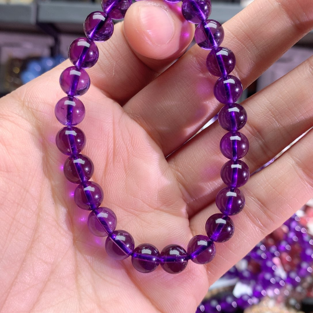 水晶手串未镶嵌李***?乌拉圭紫水晶8