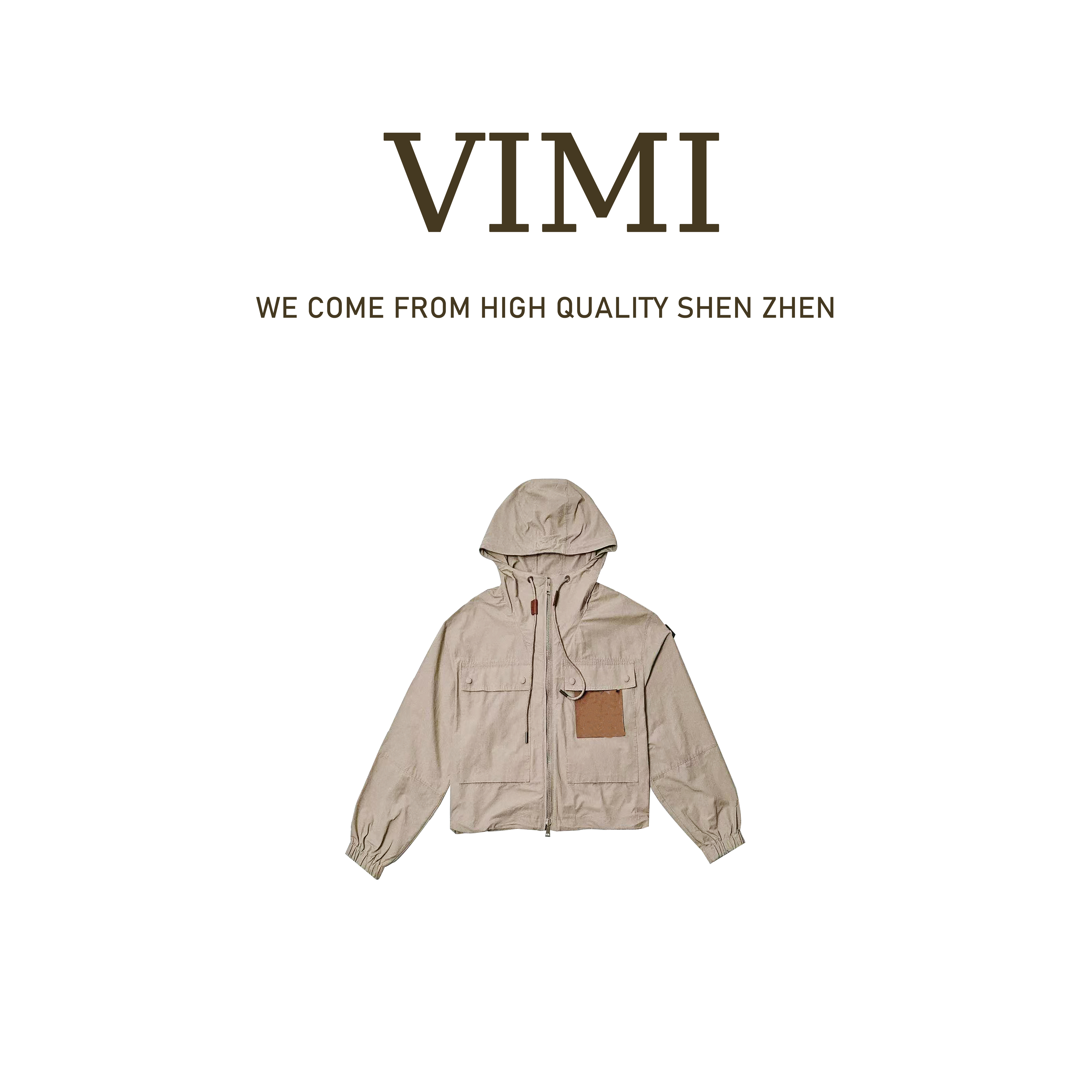 VIMI·“Yang幂同款”秋季简约工装风长袖口袋短款连帽外套NS17012