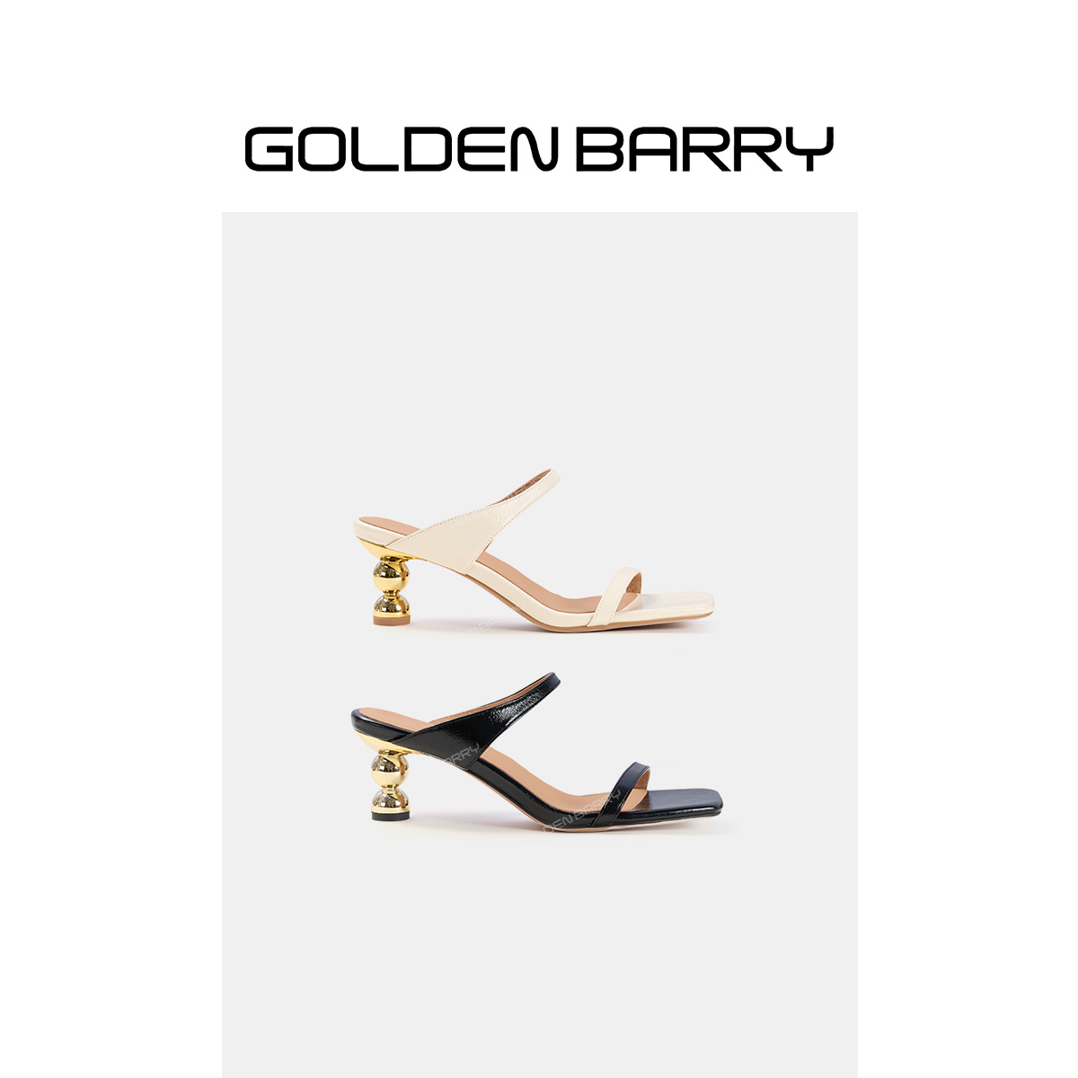GOLDENBARRY气质法式方头凉拖鞋646087