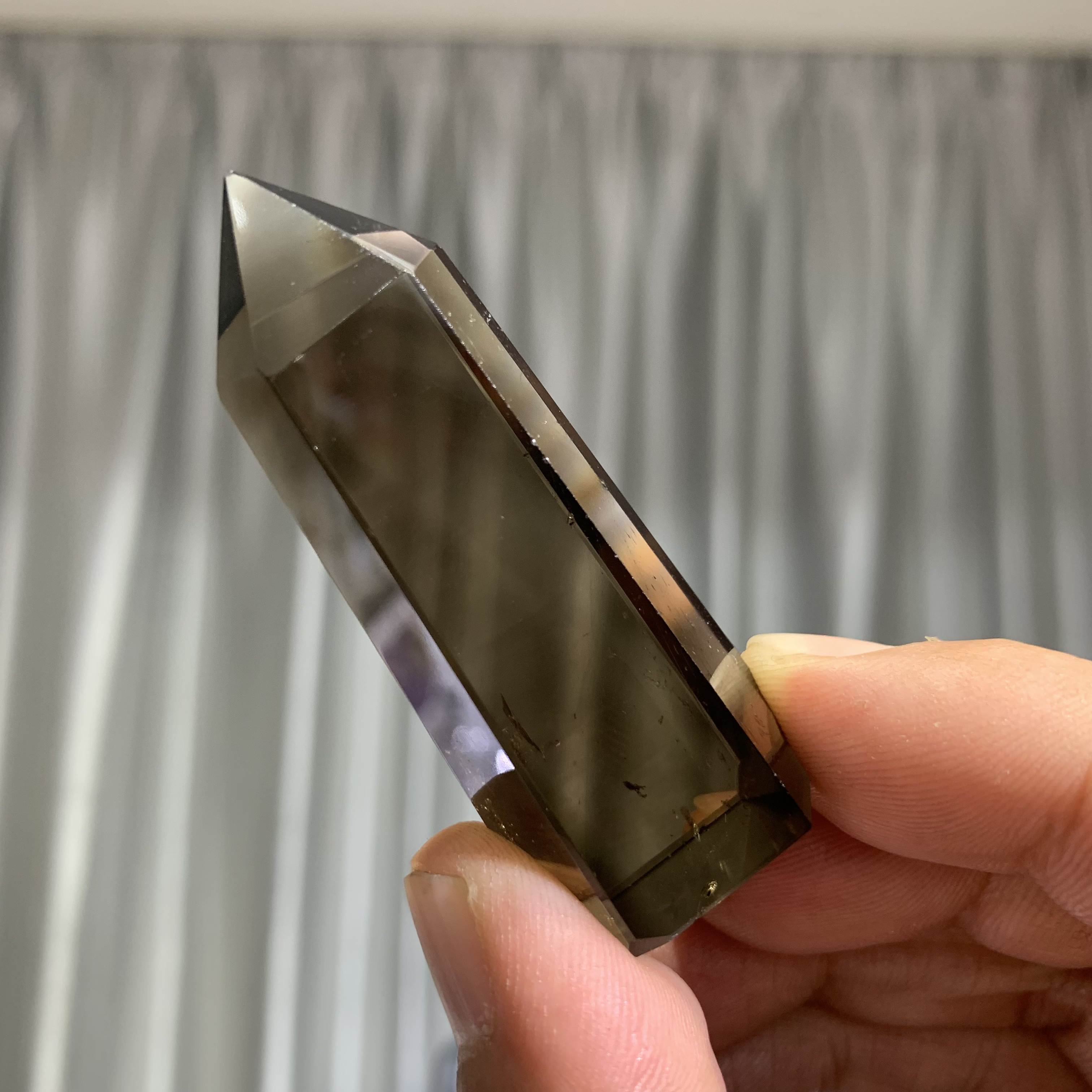 天然茶晶柱子摆件D902