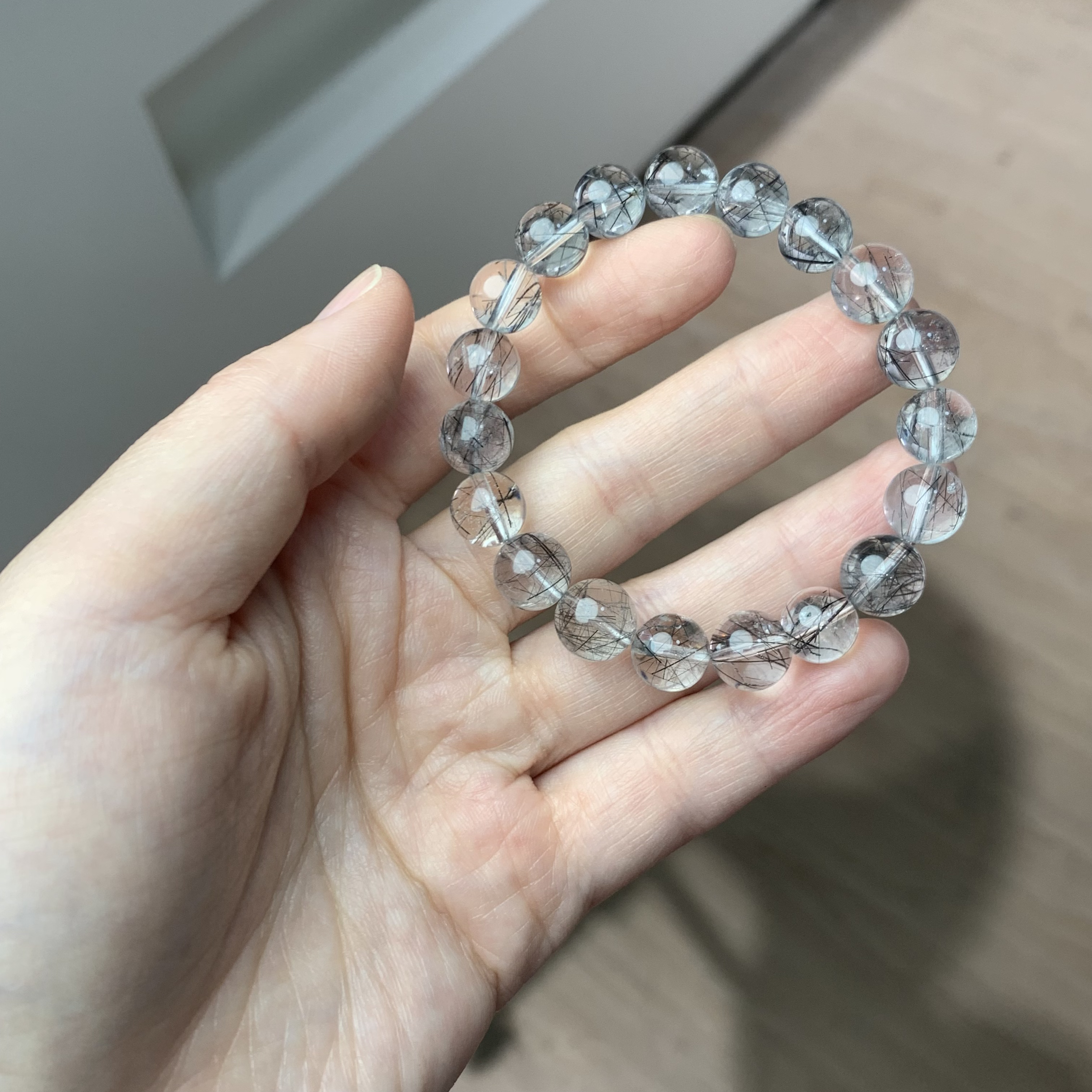 极简风黑发晶手串