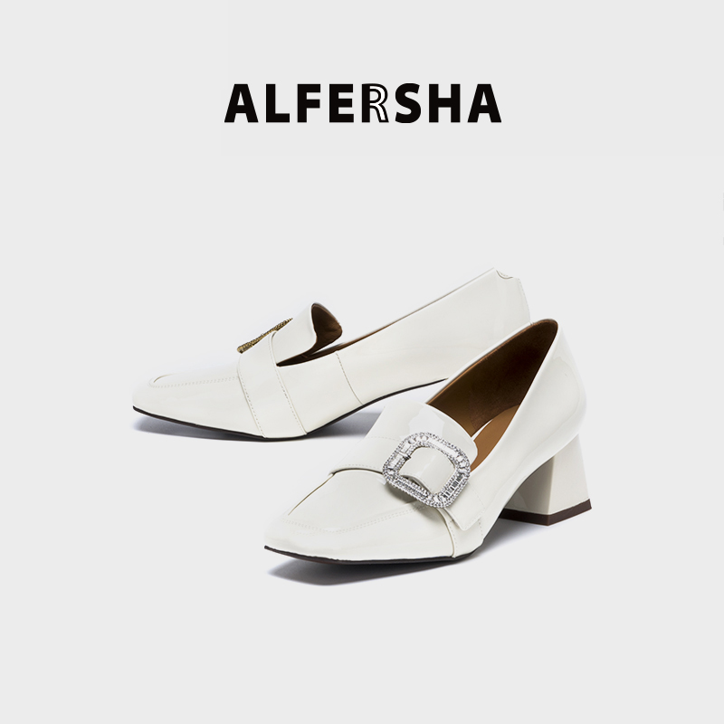 2025春款阿芙莎广系9688282水钻扣法式粗跟乐福鞋D