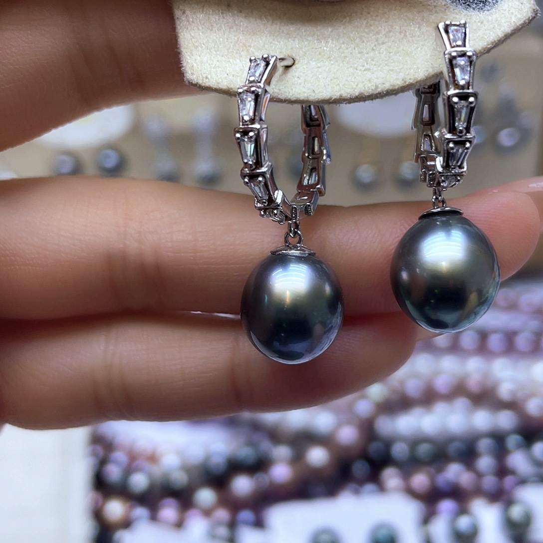 海水珍珠耳饰银S925镶嵌