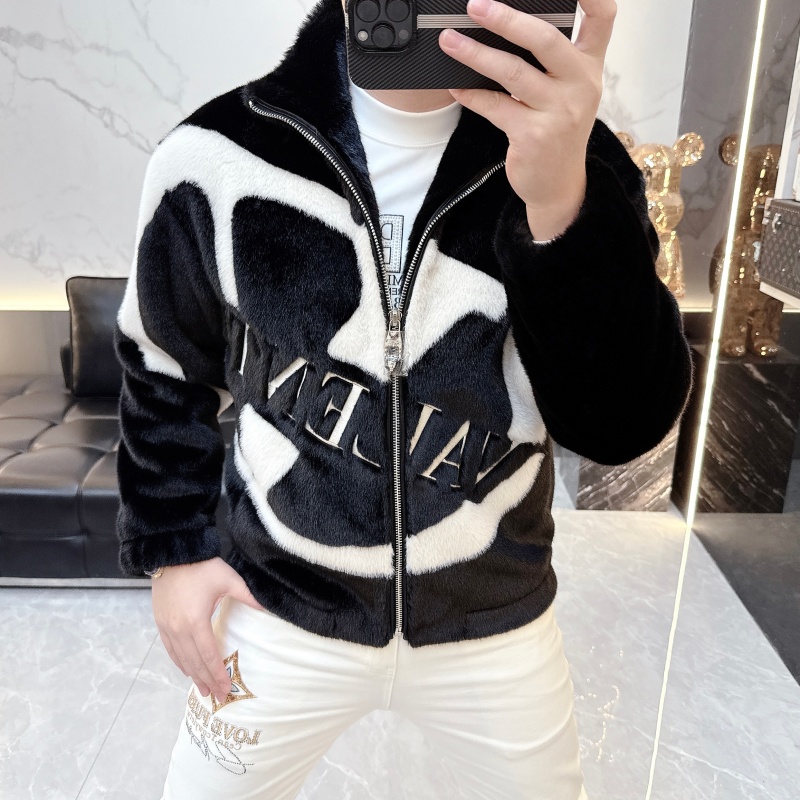 冰希简欧.翻领男士保暖夹克2025冬季新款拉链款字母呢子外套高端