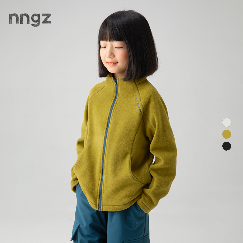 NNGZ【抗静电】女童双面摇粒绒外套保暖儿童拉链开衫C25CW0058D-B