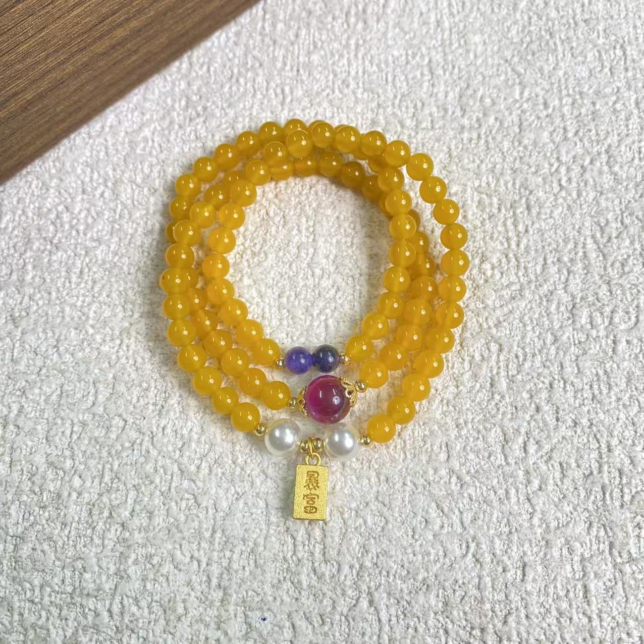 YHKINGS1192设计师款6m黄玛瑙三圈简约多样性发其一不带礼盒