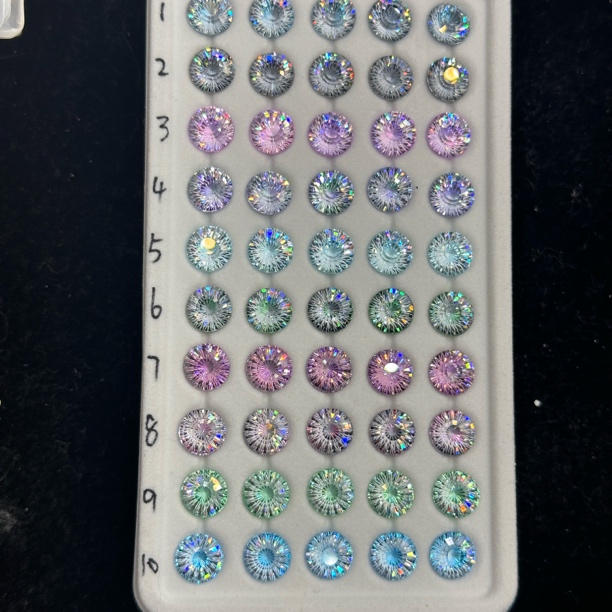 8m圆尖恶魔之眼渐变糖心撞色饰品锆石（19包邮）图片仅供参考