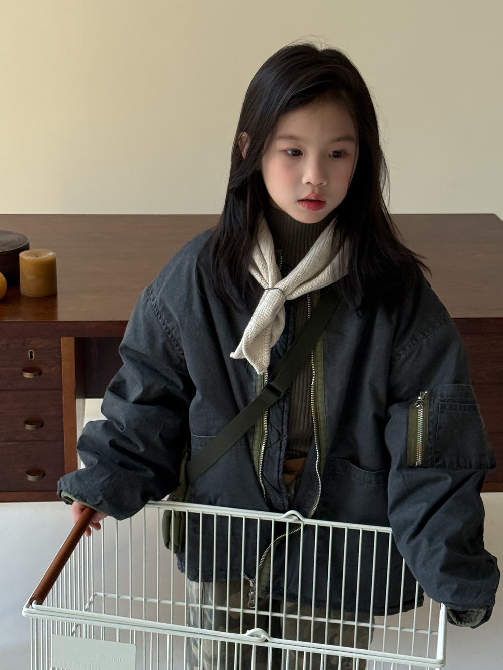女童羊羔绒外套秋冬韩版儿童女宝宝后背拉链立体口袋加绒夹克外套
