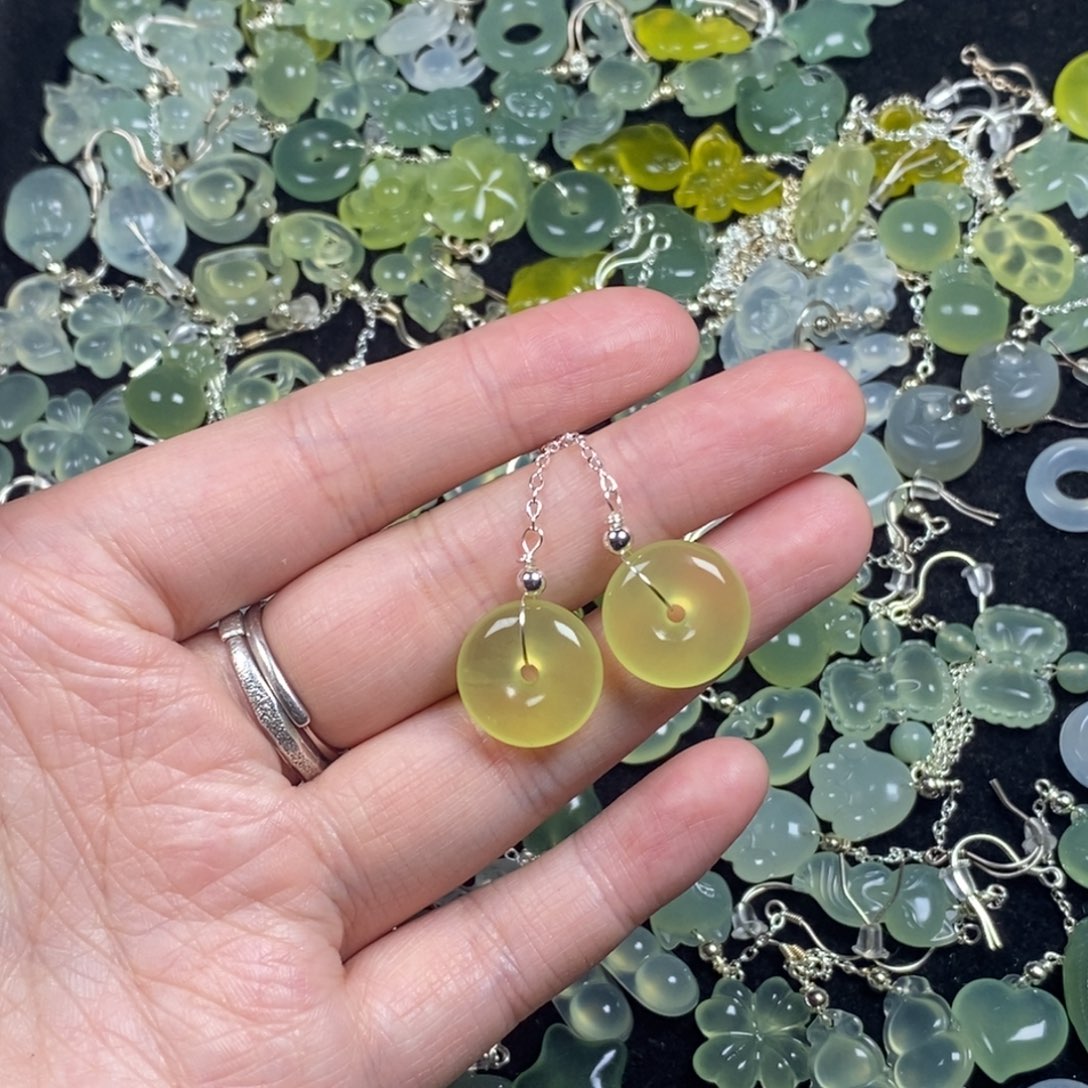 蛇纹石玉未镶嵌挂件耳饰耳环项链