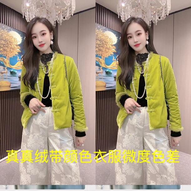 張Yu名品新中式圆领款真真绒真毛棉服款2025年款颜色超级好看棉服