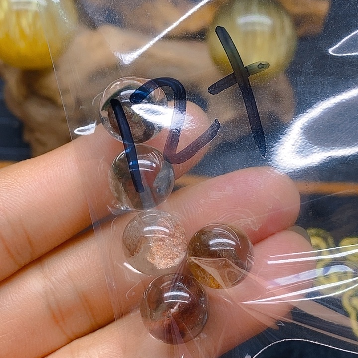 水晶天然水晶圆珠打孔不退货未镶嵌S